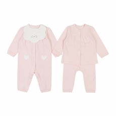 아가방 중계점 콩콩 4종 세트 (PINK) *24년 봄신상* 잔잔한 컬러의 상하복 우주복 턱받이 세트 출산선물로 좋아요