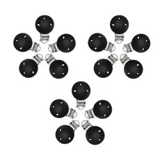 shangren Prettyia 15Pcs 나무 서스펜더 젖꼭지 홀더 아기를 위한 더미 클립, 4.4x3cm, 블랙, 15개