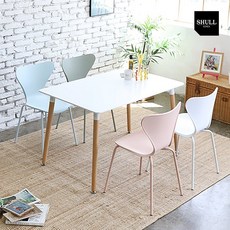 슐 제노 HPM 화이트 우드 식탁+의자 4개 풀세트 SL105