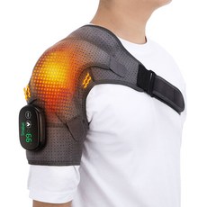Smabat 2 IN1 양쪽 어깨보호대 전동 온열찜질 진동마사지, 블랙,