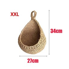 벽걸이화분 라탄 야채 과일 가방 수제 크로셰 벽걸이 주방 보관 바구니 꽃 오거나이저, [06] XXL, 1개