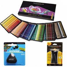 Prismacolor 색연필 150 가지 색상 삼각형 학자 연필 지우개 및 고급 깎기 상자 (1800059 + VE99016 + 1