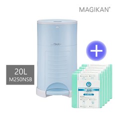 매직캔휴지통 20L+리필5롤세트(화이트 블루 핑크 민트)와이드형속뚜껑+기본리필포함 - M250NS+250R5B, 02_ 20L블루+리필5롤→M250NSB+250R5B