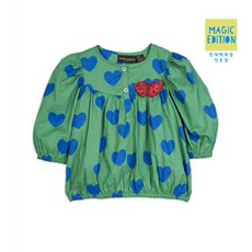 [현대백화점][미니로디니] 하트그린블라우 2022010375 Hearts blouse 아동 선물 유아 조카 여아 남아 수입