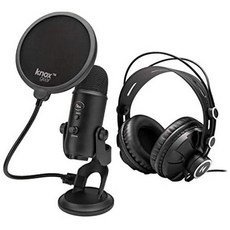 Blue Microphones Blue Yeti USB Microphone (Blackout) Bundle with Knox Gear Headphones and Pop Filte, One Color_One Size, 상세 설명 참조0, 상세 설명 참조0