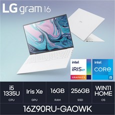 LG전자 그램16 16Z90RU-GAOWK, WIN11 Home, 16GB, 256GB, 스노우 화이트