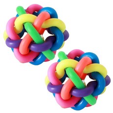 강아지 무지개 탱탱볼 스타일 방울 5cm 추천 딸랑이, 본상품, 2개