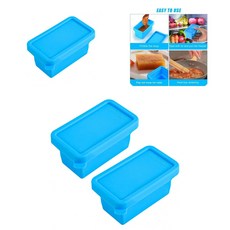 뚜껑이 있는 쌓을 수 있는 실리콘 냉동 트레이 250ml 냉동용 수프용 Bpa 프리 식품 저장, Blue, 1pc, 1개