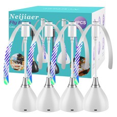 Neijiaer 파리 퇴치 풍차 벌레 쫓는 탁상등식 회전팬 흰색, 4개, 화이트