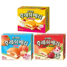 오리온 후레쉬베리 336g 딸기바나나 + 복숭아 + 딸기 12p 3종