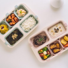 네스틱 원플레이트 유아식판 5구식판, 선물용쇼핑백(추가), 바닐라브라운