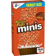 Reese's Puffs Minis 브렉퍼스트 시리얼 초콜릿 땅콩 버터 시리얼 패밀리 사이즈 591.3g(20온스), 1개