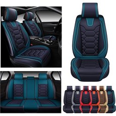 OASIS AUTO 카시트 커버 프리미엄 방수 인조 가죽 쿠션 범용 액세서리 핏 SUV 트럭 세단 자동차 인테리어 프로텍터 앞 쌍 OS004 커피, BLACK&TEAL, FRONT PAIR, 1개