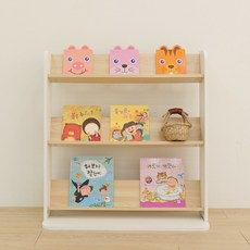 심플룸 틸팅 전면 책장 아기 유아 어린이 아이 키즈, 오크+화이트, 틸딩전면책장