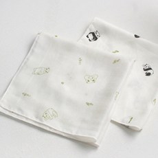 원단마트 손수건 완제품 100% 리얼 밤부 손수건 팬더 2컬러-무형광 거즈 손수건 국산제품 신생아 손수건