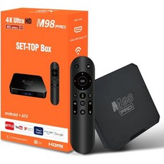 Android TV Box M98PRO 12.0 4GB RAM 32GB ROM 4K Ultra HD AllWinner H618 64bit 지원 3D USB H.265 2.45G - h265디빅스