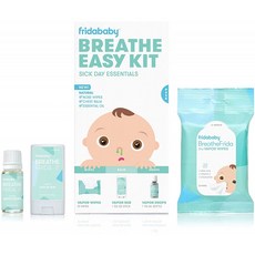FridaBaby의 숨쉬기 간편한 키트 아픈 날의 필수품 - 천연 증기 닦아내기 유기농 증기 고무 + 유기농 증기 방울 흰색: 헬스, 단일옵션