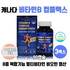 식약처인증 캐나다 8중기능성 멀티비타민 비타민B 컴플렉스 활력 에너지 비타민비 나이아신 비오틴 판토텐산 엽산 비타민삐군 남성 여성 영양제 알약케이스증정, 90캡슐 X 3개, 3개, 90정