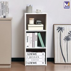 M컴퍼니 3단책장 전면책장 책상 미니책장 원목 선반 수납장 화이트 [JD76091B], 오픈형