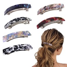 6PCS 여성용 헤어 바렛대 거북등껍질 헤어클립 긴 프렌치 얇은 일상용 머리용 액세서리 토리쉘