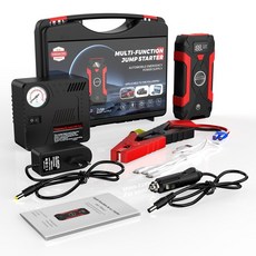 LCD 디스플레이 화면 점프 스타터 보조배터리 대용량 차량 배터리 12V 점퍼 비상 10000mAh, [01] With air pump, 1개