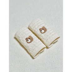 hadoo 하두 곰희 자수 누빔 아기띠침받이, 아이보리테두리, 1개