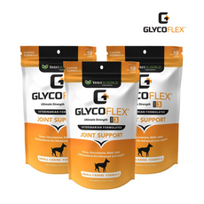 [Glycoflex] 글라이코 플렉스 강아지 관절 영양제 노령견 슬개골 애견 관절 영양제 60츄 3팩 Glycoflex Joint Support Supplement, 1세트