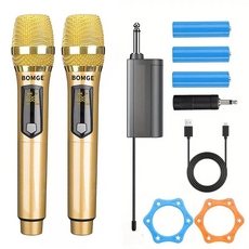 무선 핸드셋 마이크 금속 이중 UHF 무선 동적 마이크 시스템 노래방 파티 결혼식을 위한 1800MAh 충전식 수신기, BG-261V-2GO