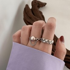 후기 조합 집게 손가락 반지 여성 스털링 실버 패션 개성 레트로 인 차가운 바람 링