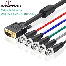  mowu vga dvi rgbhv 구성 요소 5x bnc 브레이크아웃 비디오 어댑터 케이블 dvi i 24+5, 블랙 vga  5bnc, 10m 