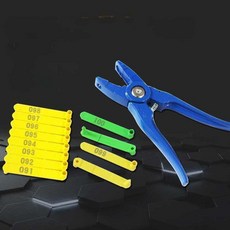 소 장착기 이력확인 동물 이표 염소 농장 귀표 가축 축산용품 표시용 양, 돼지 귀걸이 옐로우 001-100, 1개