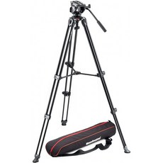 Manfrotto MVK500AM 경량 유체 비디오 시스템 (트윈 레그 및 중간 스프레더 포함) (검정색), 단일상품