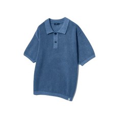 (정품매장판) YALE MESHED HALF SLEEVE POLO KNIT PG BLUE 1023686