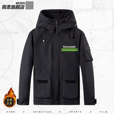 KAWASAKI가와사키 NINJA 닌자 차량 바이크 을 잇다 웰론 유니폼 남성 추가 면 두꺼운 코트