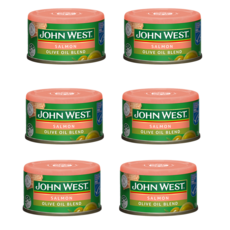 존 웨스트 연어 올리브유 통조림 John West Skinless Boneless Salmon In Olive Oil, 95g, 6개