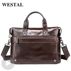 Westal 비즈니스 큰 어깨 가죽 남자 서류 가방 메신저 블랙 Crossbody 노트북 가방 케이스 핸드백 남자 문서 주최자|서류 가방|