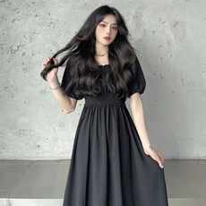 ANYOU 2024 여름 솔리드 원피스...