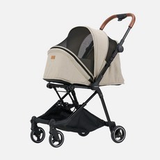  리안펫 트립 이지 애견 강아지 펫 유모차 이지 폴딩, 피셔 유모차 핸드폰 홀더, 네추럴 베이지 
