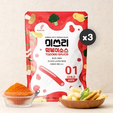 미쓰리 떡볶이 소스 01 순한맛 100g x 3개 분말 양념 고추가루 베이스 시즈닝 휴대용 간편한 만능 조리 레시피