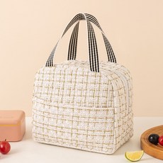 트렌디한 런치백 아웃도어 휴대용 피크닉 도시락가방, 1개, 화이트