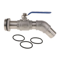 JC 32mm 구경 ~ 45도 틸트 노즐 볼 밸브 드럼 어댑터 배럴 밸브 200L 용 스피 곳 탭 화학 산업용 배럴 용 스테인레스 스틸, 1개