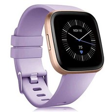 저스트씨 Fitbit Versa/Versa2/Lite용 스트랩 스마트워치 액세서리 교체 밴드 스포츠 실리콘 팔찌 Versa 손목, 01 light purple