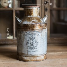 ZAKA 녹슨 빈티지 커피숍 인테리어 양철통 꽃꽂이 꽃병 예술 잡화원 자카 장식 소품, 녹꽃통A + 한사이즈