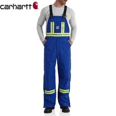 [해외미국정품] Carhartt 101703 - Flame- Resistant Striped Duck Bib 칼하트 프레임 레지스탕트 스트라이프 덕 남자 벨트 멜방 바지