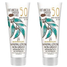 Australian 오스트리안 골드 보타니컬 페이스 선스크린 SPF50 3oz(89ml) 2팩, 1개
