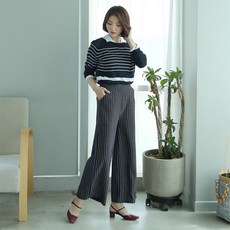 와이드슬랙스 여성정장바지 밴딩고무바지 편한바지