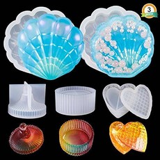 LETS RESIN Silicone Box Molds with Shell Resin Mold Heart Epo/674282, 상세내용참조, 상세내용참조, 상세내용참조