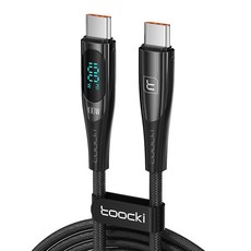 Toocki 투키 아연 합금 LED 디스플레이 100w C-C 고속 충전 케이블, 2m, 블랙, 1개