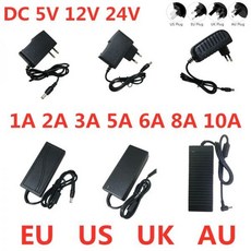 LED 스트립 조명 CCTV 램프용 전원 공급 어댑터 DC 5V 12V 24V AC 100V240V 1A 2A 3A 5A 6A 8A 10A 충전기 변환기 어댑터, AU, 1개