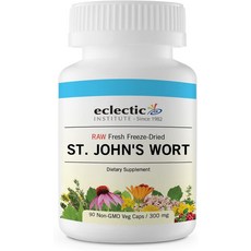 Eclectic Institute Raw Fresh Freeze-Dried St. Johns Wort 90 Non-GMO 300 mg Veg caps, 1개, 90정
